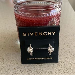 Givenchy Silver Swarovski Half Hoops